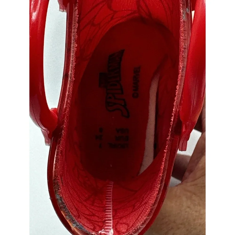 Spider-Man Toddler Size 8 Red Rain Boots Marvel Spiderman Handles Unisex Lot